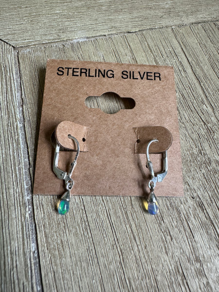 Sterling Silver Ethiopian Opal Dangle Earrings