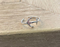 Sterling Silver Simple Anchor Toe Ring