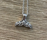 Sterling Silver Small Whale Tail Pendant on 18 inch Sterling chain