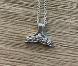 Sterling Silver Small Whale Tail Pendant on 18 inch Sterling chain