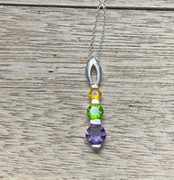 Sterling Silver Three Color CZ Necklace