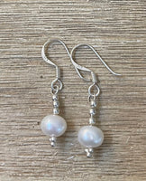 Sterling Silver Simple Pearl Earrings