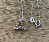Sterling Silver Small Whale Tail Pendant on 18 inch Sterling chain