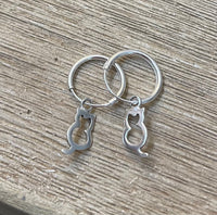 Sterling Silver Small Cat Hoop Earrings