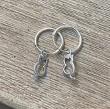 Sterling Silver Small Cat Hoop Earrings