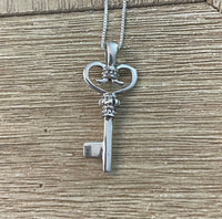 Sterling Silver Fancy Key Necklace