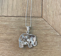 Sterling Silver Amber Elephant Necklace